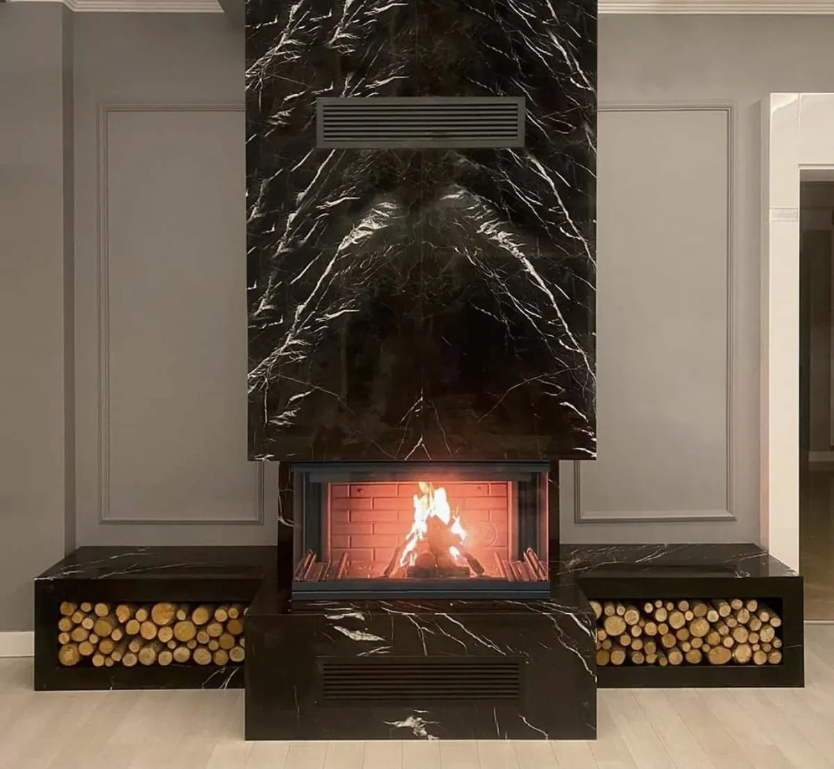 Granit Kaplama Odunlu U Tipi Şömine Modelleri AKS0232 benzer ürün görseli