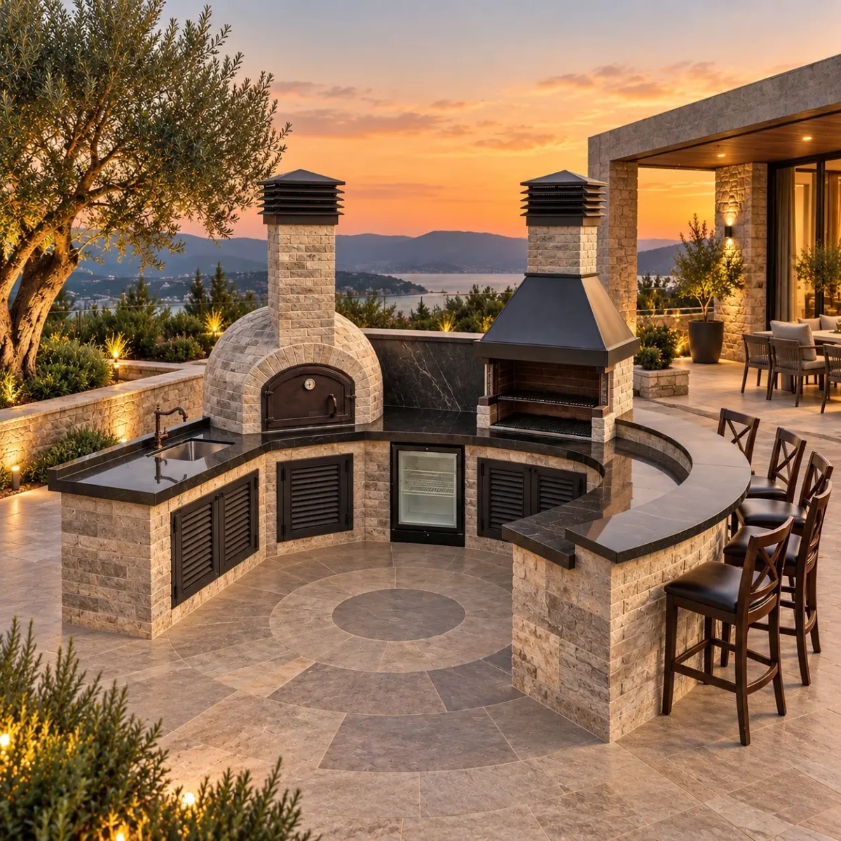 Outdoor Kitchen Taş Fırın Barbekü Mutfak AKS0848 içerik kapak görseli