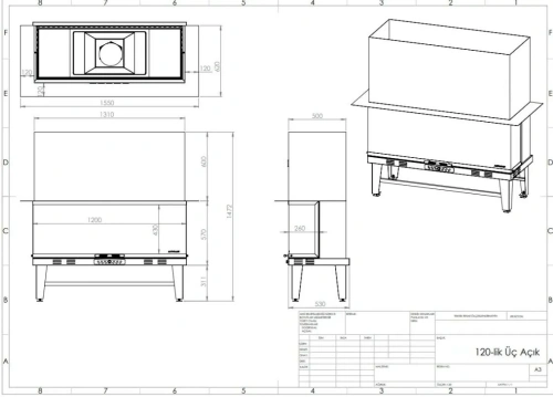 120 cm U Tipi Asansörlü Şömine Haznesi ürün küçük galeri görseli