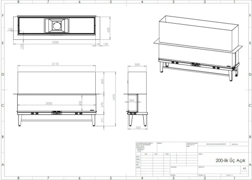 200 cm U Tipi Asansörlü Şömine Haznesi ürün küçük galeri görseli