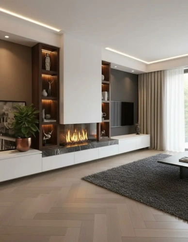 3 Tarafı Camlı Lüks Şömine AKS0241 ürün küçük galeri görseli
