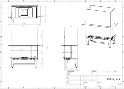 90 cm U Tipi Asansörlü Şömine Haznesi ürün küçük galeri görseli