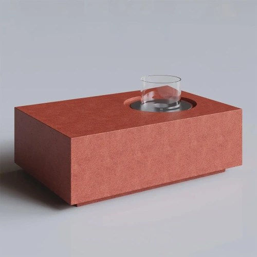 Coffee Table Kırmızı Terrazzo Bioethanol Şömine AKS2658 ürün küçük galeri görseli