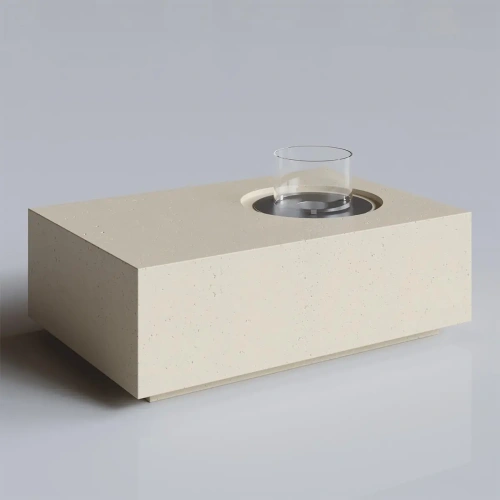 Coffee Table Krem Terrazzo Bioethanol Şömine AKS2655 ürün küçük galeri görseli
