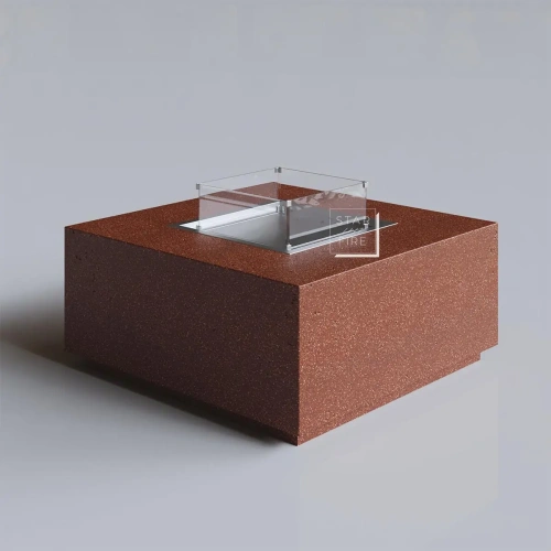 Cube Large Bordo Terrazzo Bioethanol Şömine AKS2661 ürün küçük galeri görseli