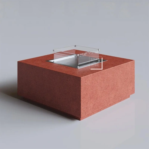 Cube Large Kırmızı Terrazzo Bioethanol Şömine AKS2663 ürün küçük galeri görseli