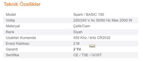 Elektrikli Şömine GAZE ECO 100 ürün küçük galeri görseli