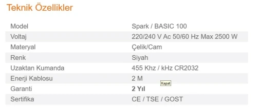 Elektrikli Şömine GAZE ECO 100 ürün küçük galeri görseli