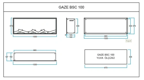 Elektrikli Şömine GAZE ECO 100 ürün küçük galeri görseli