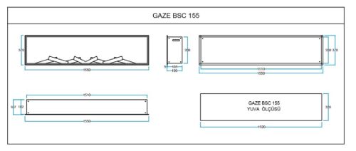 Elektrikli Şömine GAZE ECO 155 ürün küçük galeri görseli