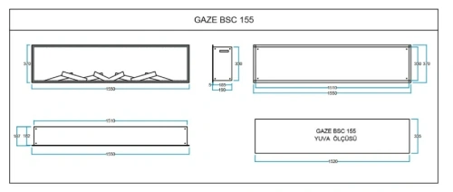Elektrikli Şömine GAZE ECO 155 ürün küçük galeri görseli