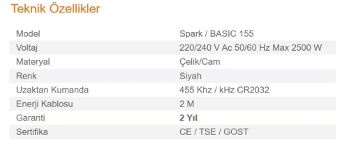 Elektrikli Şömine GAZE ECO 155 ürün küçük galeri görseli