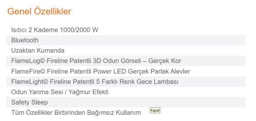 Elektrikli Şömine NADA KRN 130 ürün küçük galeri görseli