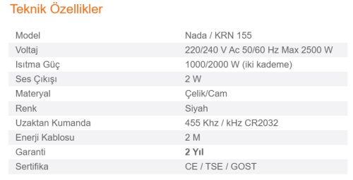 Elektrikli Şömine NADA KRN 155 ürün küçük galeri görseli