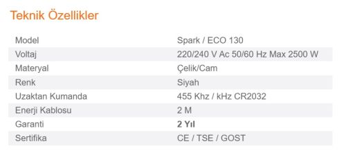 Elektrikli Şömine SPARK ECO 130 ürün küçük galeri görseli