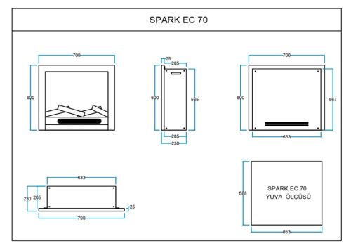 Elektrikli Şömine SPARK ECO 70 ürün küçük galeri görseli