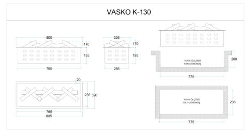 Elektrikli Şömine VASKO 130 ürün küçük galeri görseli