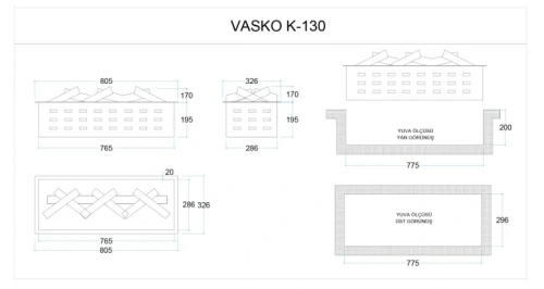 Elektrikli Şömine VASKO 130 ürün küçük galeri görseli