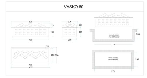 Elektrikli Şömine VASKO 80 ürün küçük galeri görseli