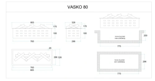 Elektrikli Şömine VASKO 80 ürün küçük galeri görseli
