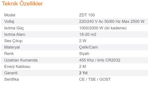 Elektrikli Şömine ZDT PAO 100 ürün küçük galeri görseli