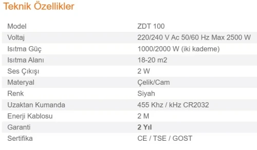 Elektrikli Şömine ZDT PAO 100 ürün küçük galeri görseli