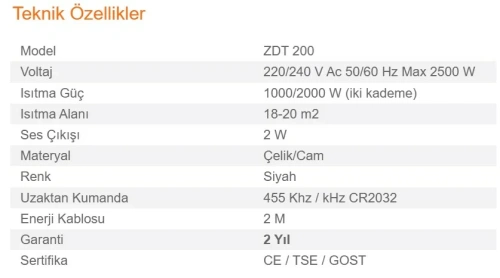 Elektrikli Şömine ZDT PAO 200 ürün küçük galeri görseli