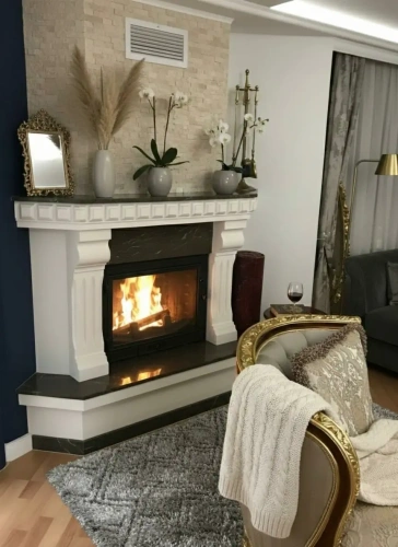 İşlemeli Köşe Şömine Modeli AKS0018 ürün küçük galeri görseli