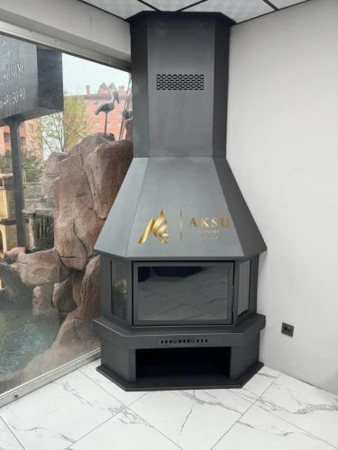 Köşe Camlı Metal Şömine AKS0092 ürün küçük galeri görseli