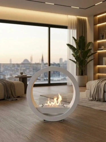 LunaFire Beyaz Taşınabilir Bioethanol Şömine AKS2645 ürün küçük galeri görseli
