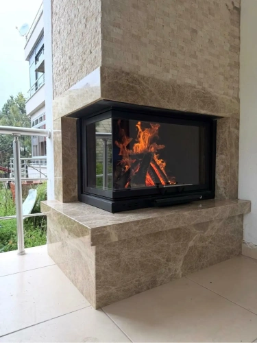 Modern L Tipi Köşe Şömine AKS0171 ürün küçük galeri görseli