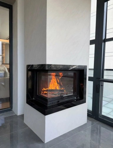 Modern L Tipi Köşe Şömine Modeli AKS2029 ürün küçük galeri görseli