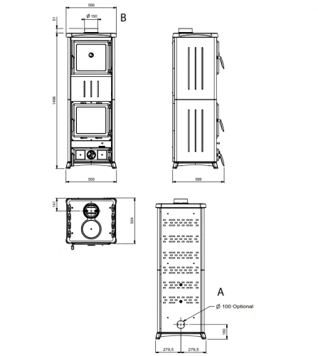 Nova Forno 16 Steel Kuzine (Siyah) AKS8515 ürün küçük galeri görseli