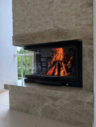 Rustik L Tipi Köşe Şömine Modeli AKS2030 ürün küçük galeri görseli