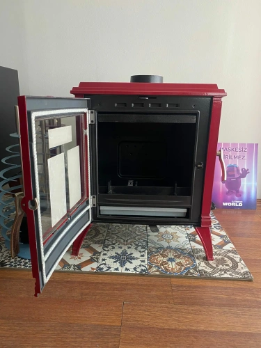 Sedan M Kırmızı Döküm Odun Sobası AKS8433 ürün küçük galeri görseli