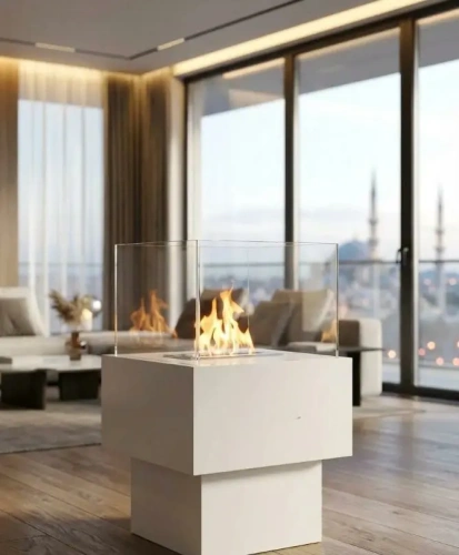 Temple Beyaz Taşınabilir Bioethanol Şömine AKS2642 ürün küçük galeri görseli