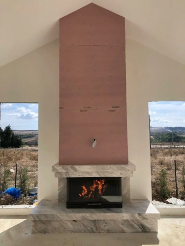 U Tipi Granit Kaplama Şömine Modeli AKS2033 ürün küçük galeri görseli